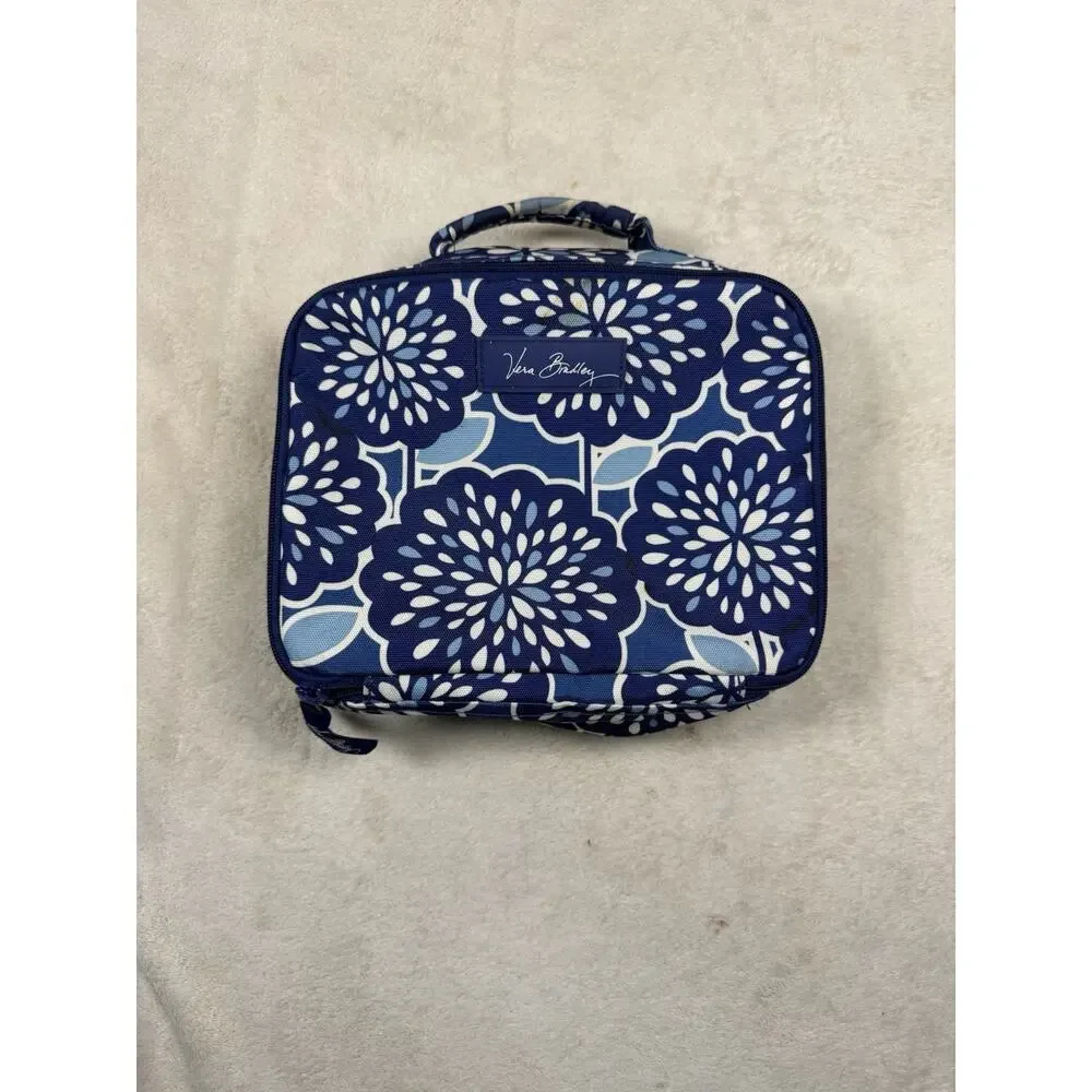 Vera Bradley Blue Floral Insulated Lunch Bag Cooler Zip Carry Handle Lunch Tote